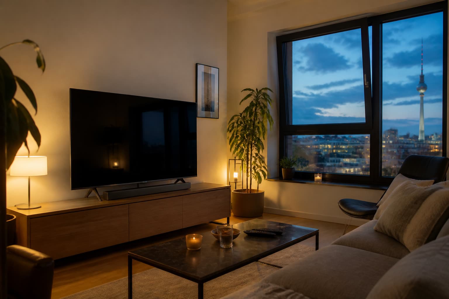 Wohnzimmer mit großem Fernseher